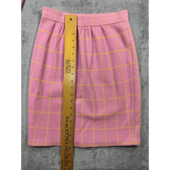 Vintage St John Santana Knit Skirt Suit Set Pink Windowpane Womens 8 USA Preppy - Picture 8 of 8